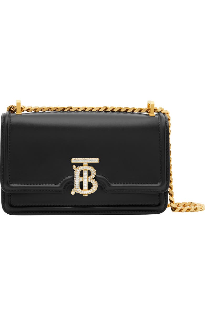 Burberry Mini Crystal TB Leather Crossbody Bag, Main, color,