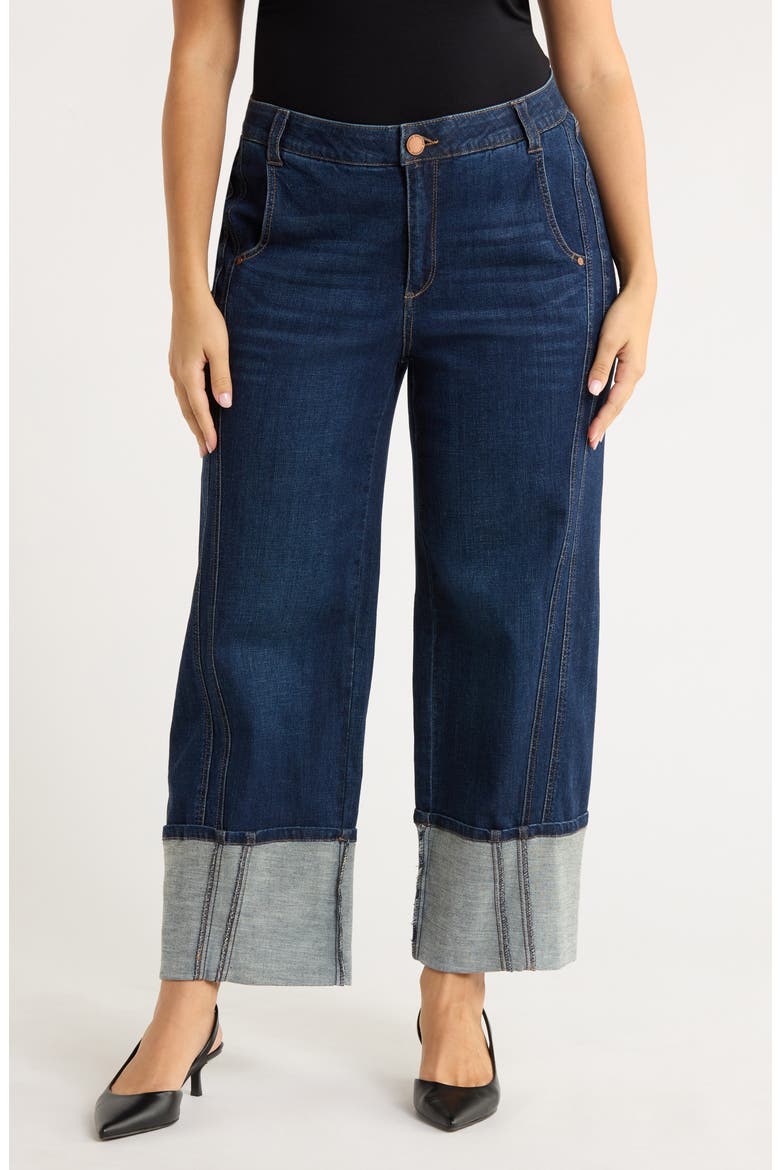 Cuffed Wide Leg Jeans, Main, color, INDIGO