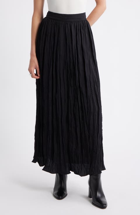 Crinkle A-Line Maxi Skirt