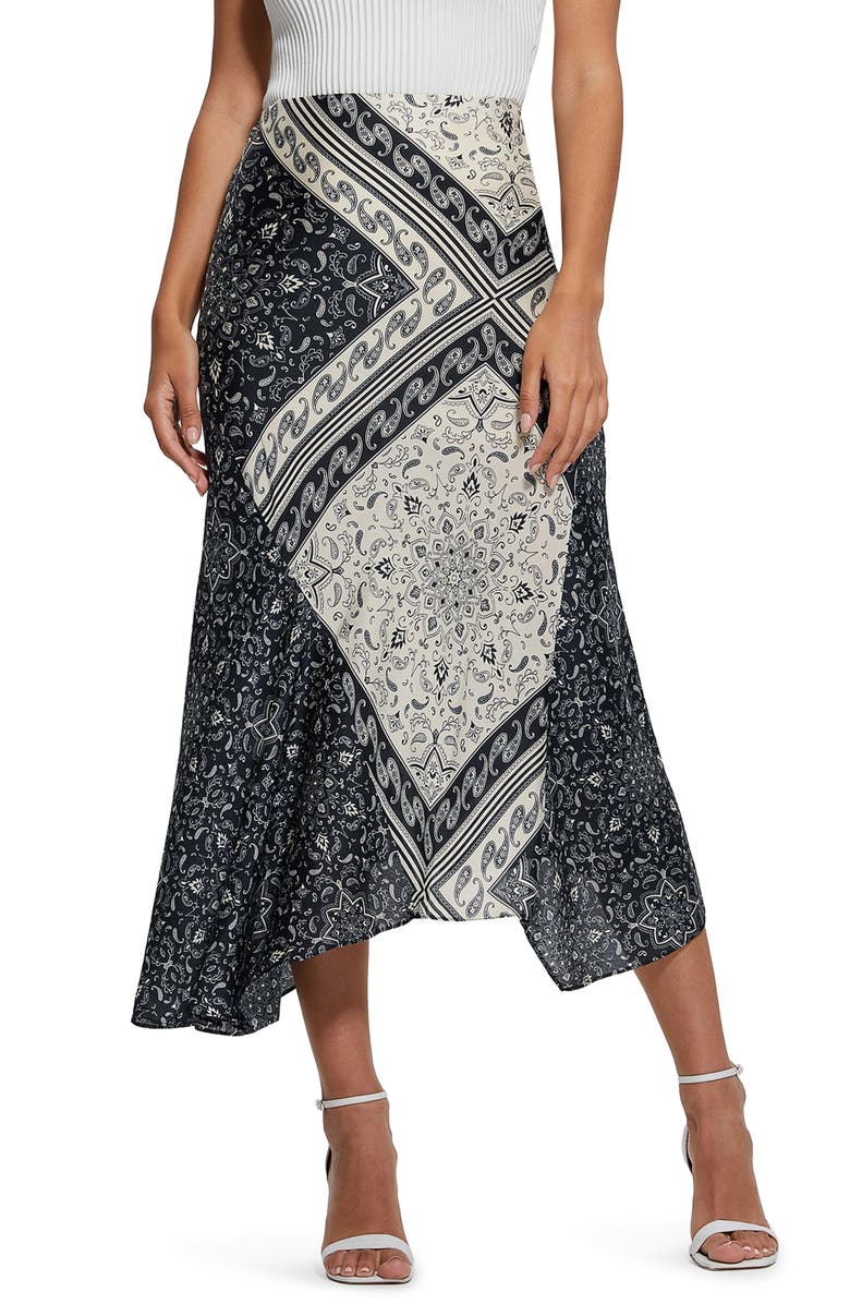 GUESS Katrina Scarf Print Asymmetric Skirt, Main, color,