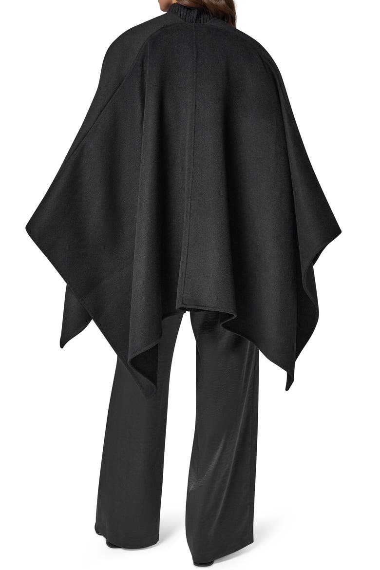 Chain Closure Wool Blend Cape, Alternate, color, BLACK