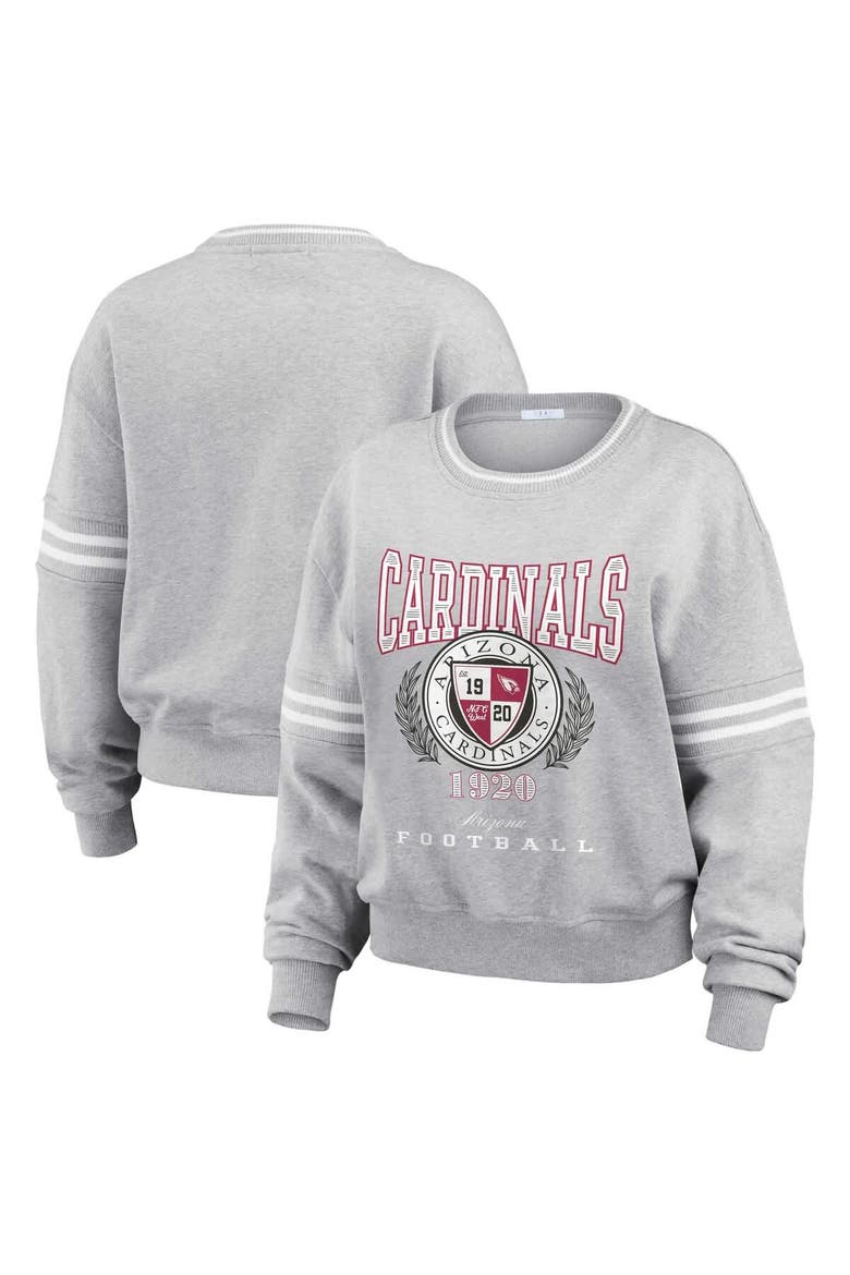 Women's WEAR by Erin Andrews Heather Gray Arizona Cardinals Cropped Pullover Sweatshirt, Main, color, Heather Gray