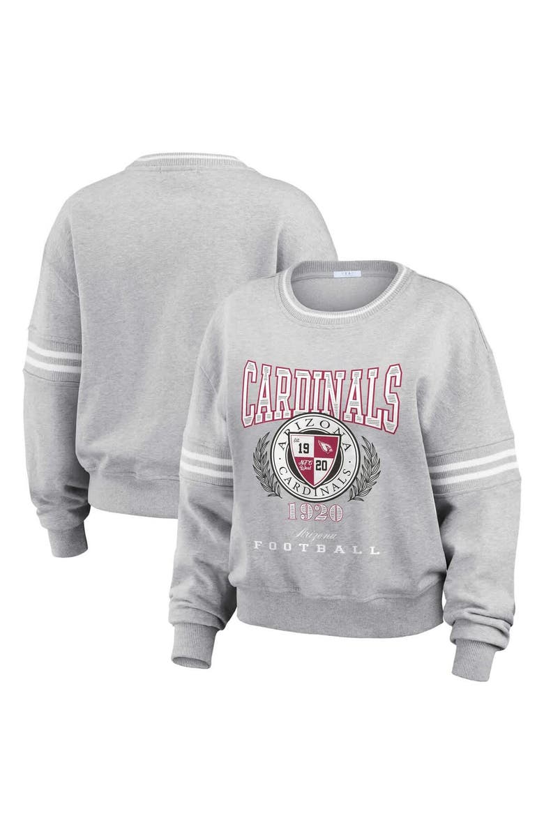 WEAR by Erin Andrews Women's WEAR by Erin Andrews Heather Gray Arizona Cardinals Cropped Pullover Sweatshirt, Main, color, Heather Gray