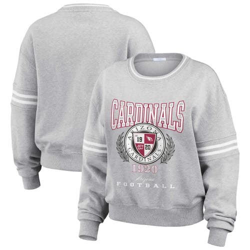 Wear By Erin Andrews Heather Gray Arizona Cardinals Cropped Pullover Sweatshirt