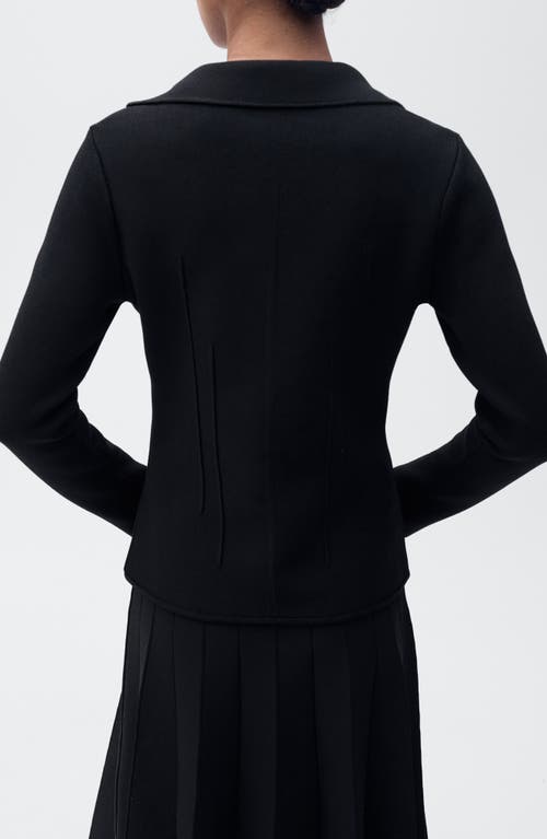 Mango Knit Jacket With Lapel Collar In Black
