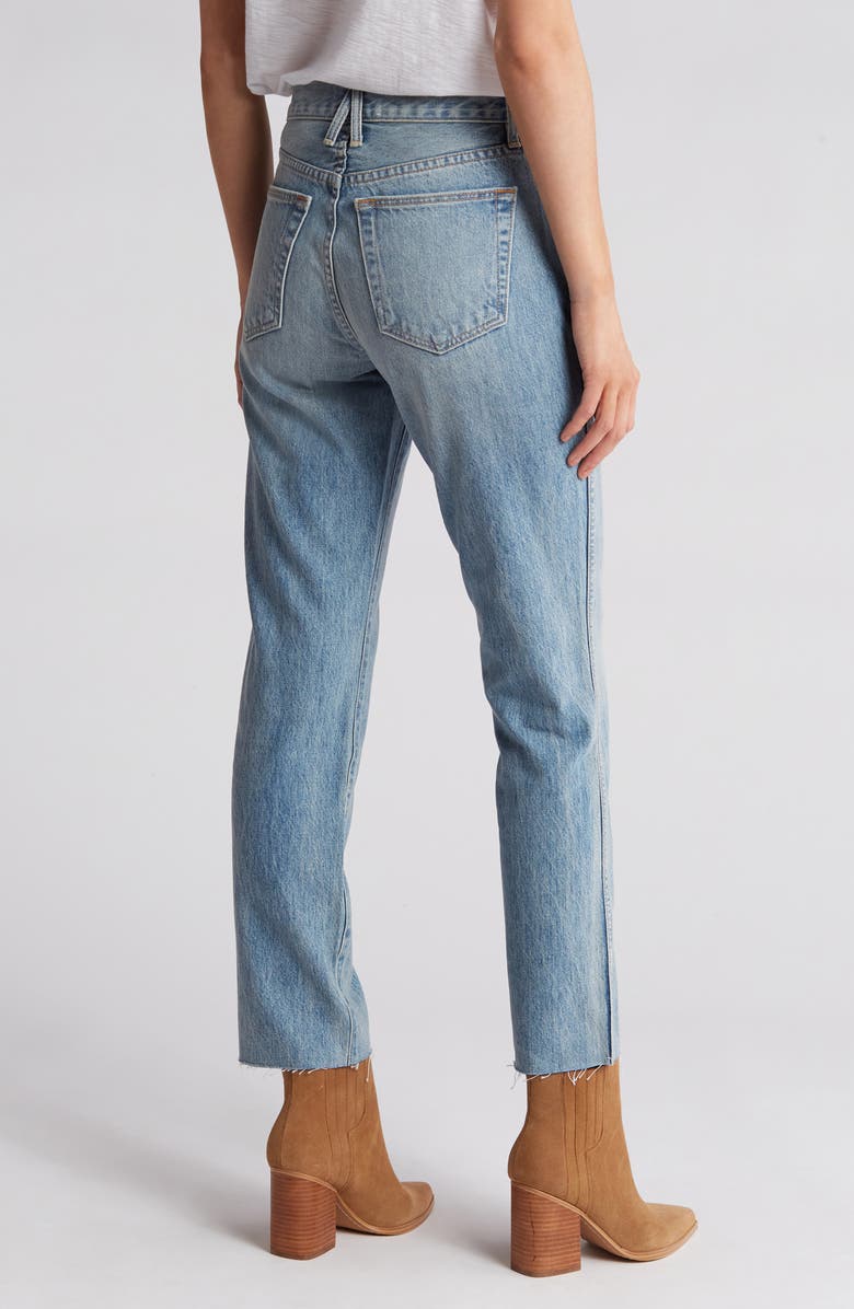 SLVRLAKE Hero High Waist Raw Hem Slim Straight Leg Jeans, Alternate, color, 