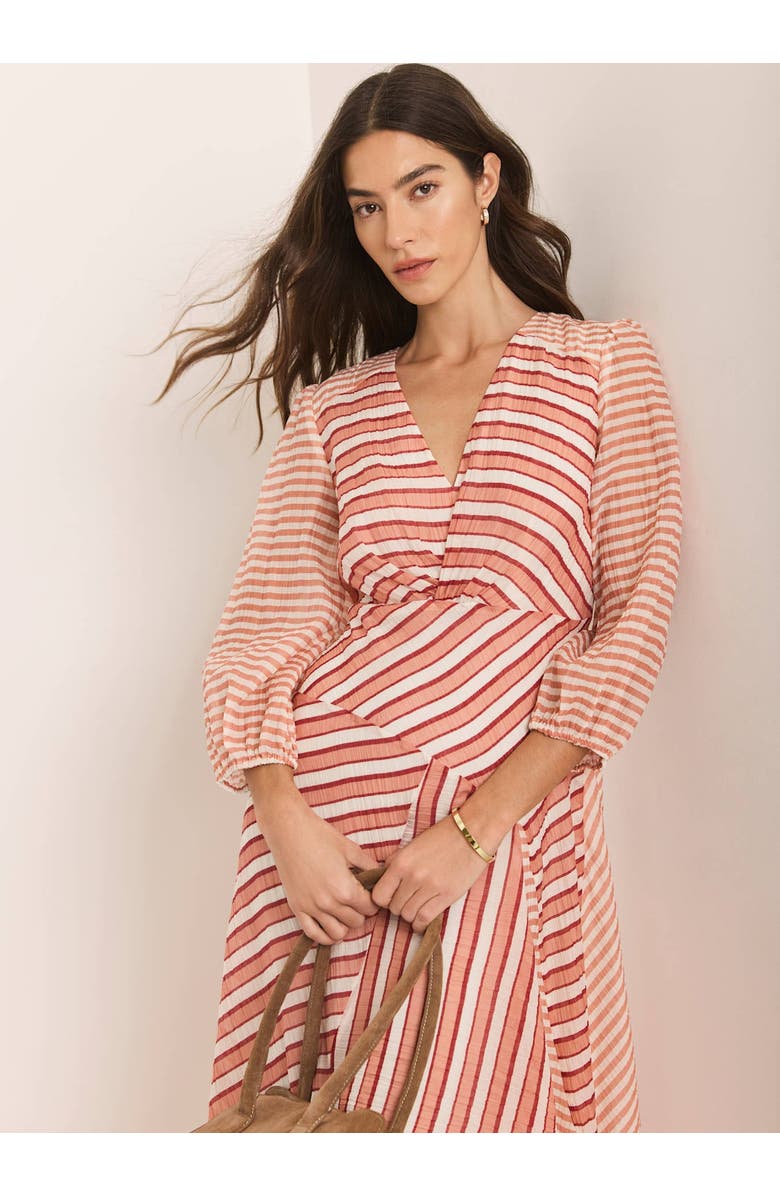 MINT VELVET Striped Panelled Midi Dress, Alternate, color, Orange