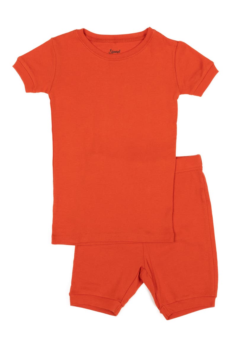 Solid 2-Piece Cotton Shorts Pajamas, Main, color, ORANGE