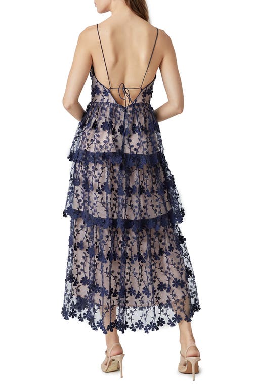 Endless Rose Women's Crochet Layered Midi Dress In Navy