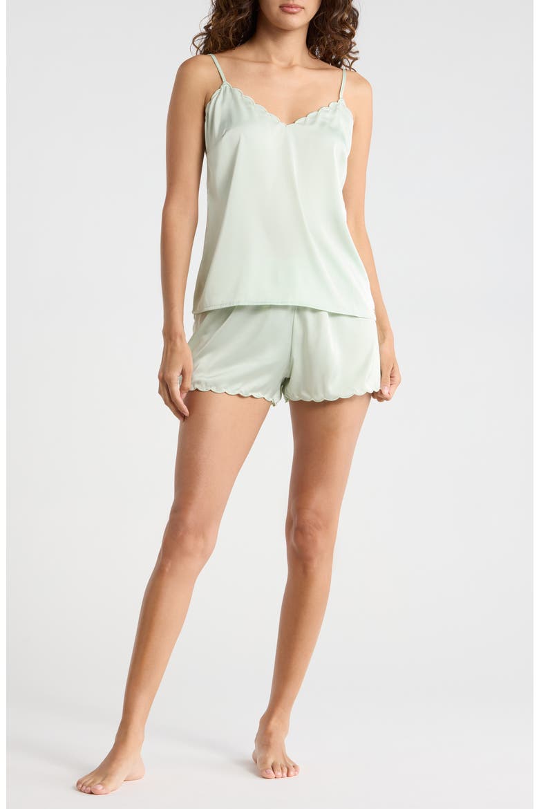 Scallop Satin Pajamas, Alternate, color, JADE SILK