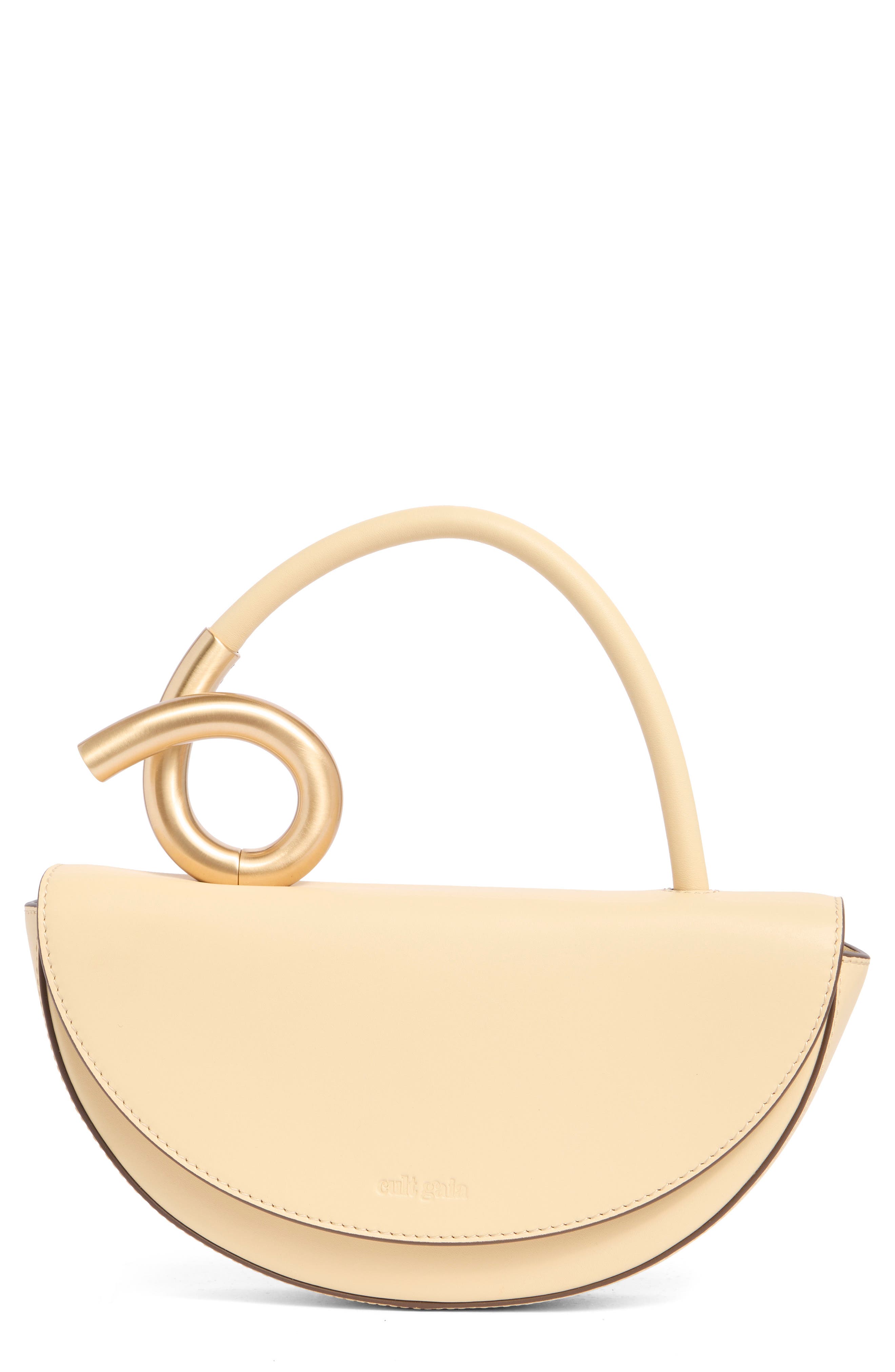 Cult Gaia Azariah Leather Top Handle Bag, Main, color, Sabbia