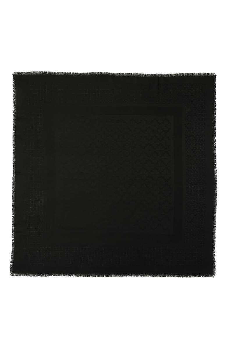 Kate Spade New York yarn-dye floral square scarf, Alternate, color, Black