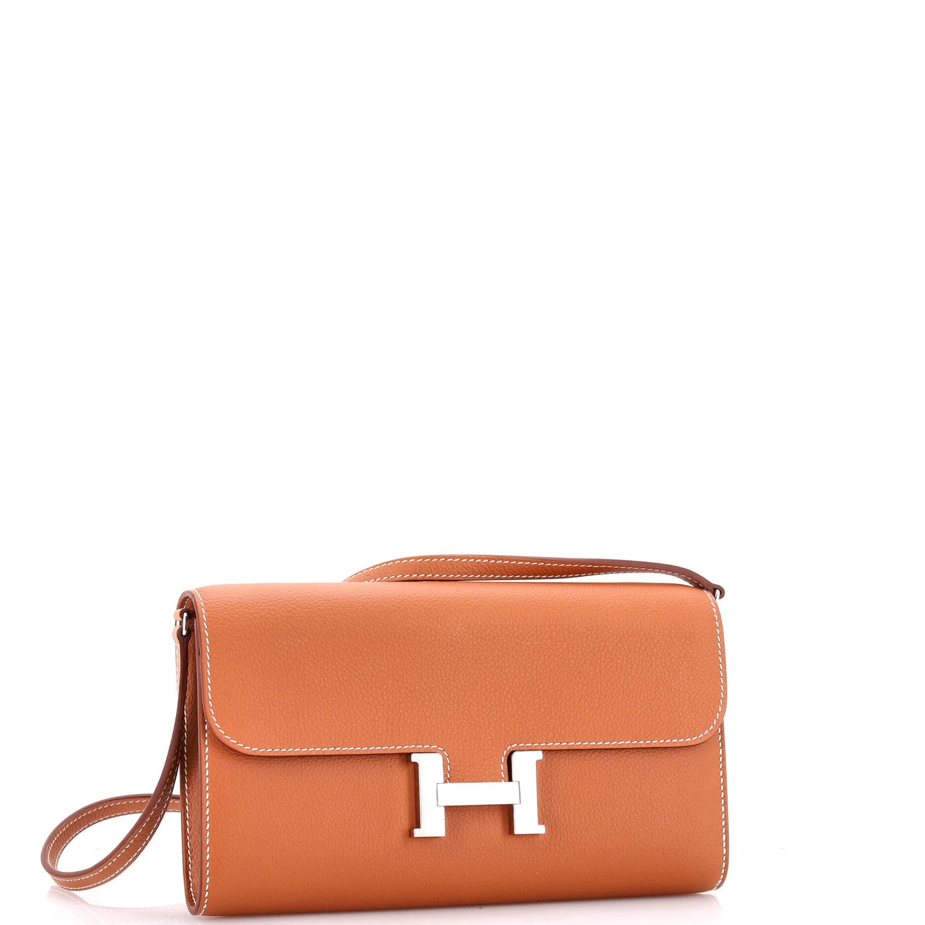 Pre-Owned Hermes Constance To Go Wallet Evercolor, Alternate, color, Gold