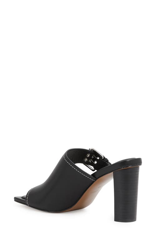 Reiss Black Leather Buckle Block-heel Sandals In Black