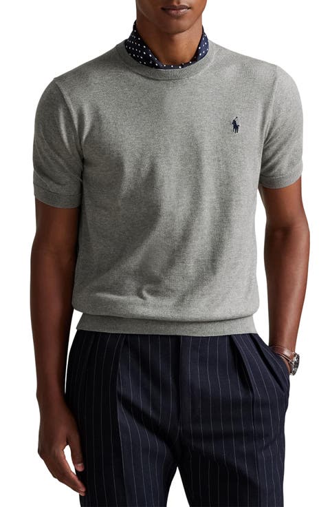 Short Sleeve Cotton Crewneck Sweater