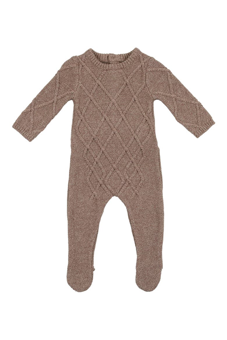 Chunky Cable Knit Cotton Footie, Main, color, TAUPE