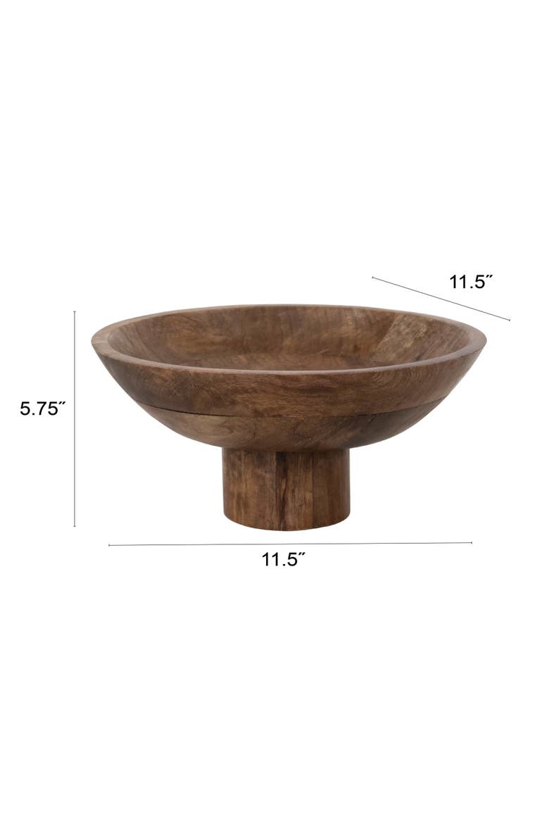 Mango Wood Footed Bowl, Walnut Finish, Alternate, color, Brown