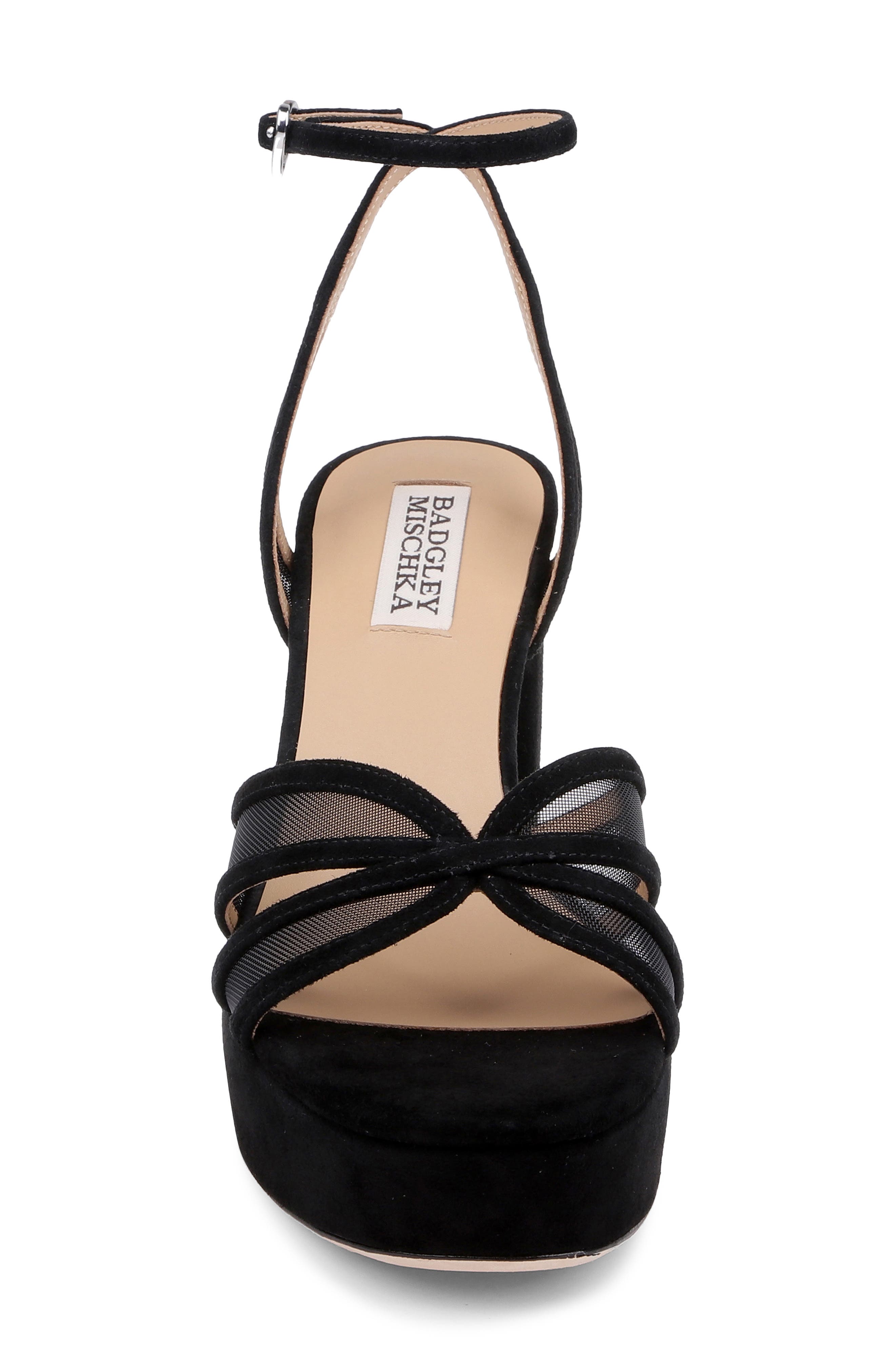 Badgley Mischka Collection Yohana Platform Ankle Strap Sandal, Alternate, color, Black Suede