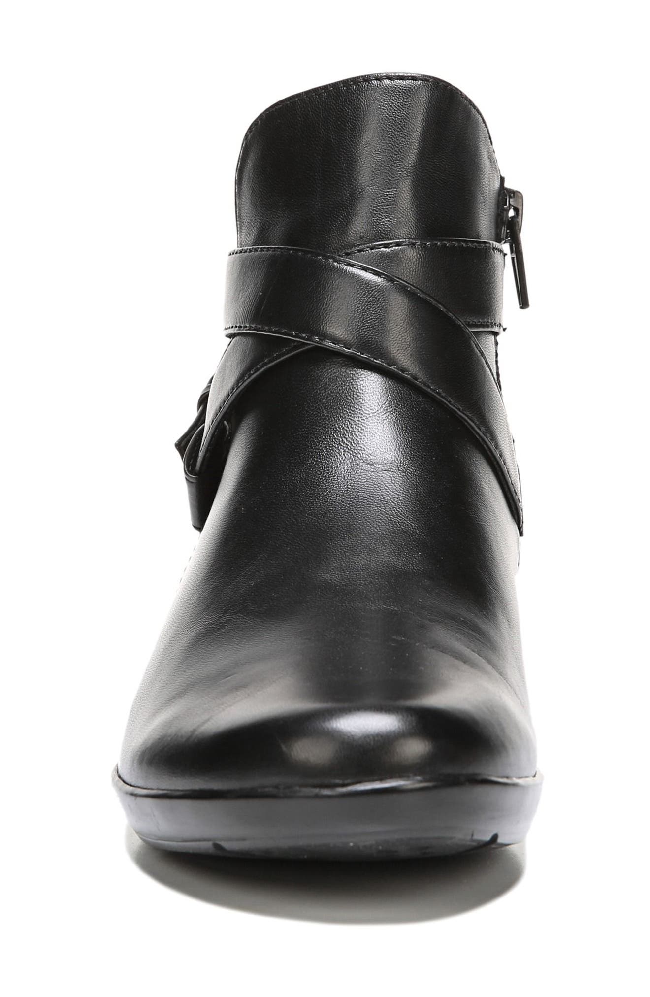 Cassandra Buckle Strap Bootie, Alternate, color, BLACK LEATHER