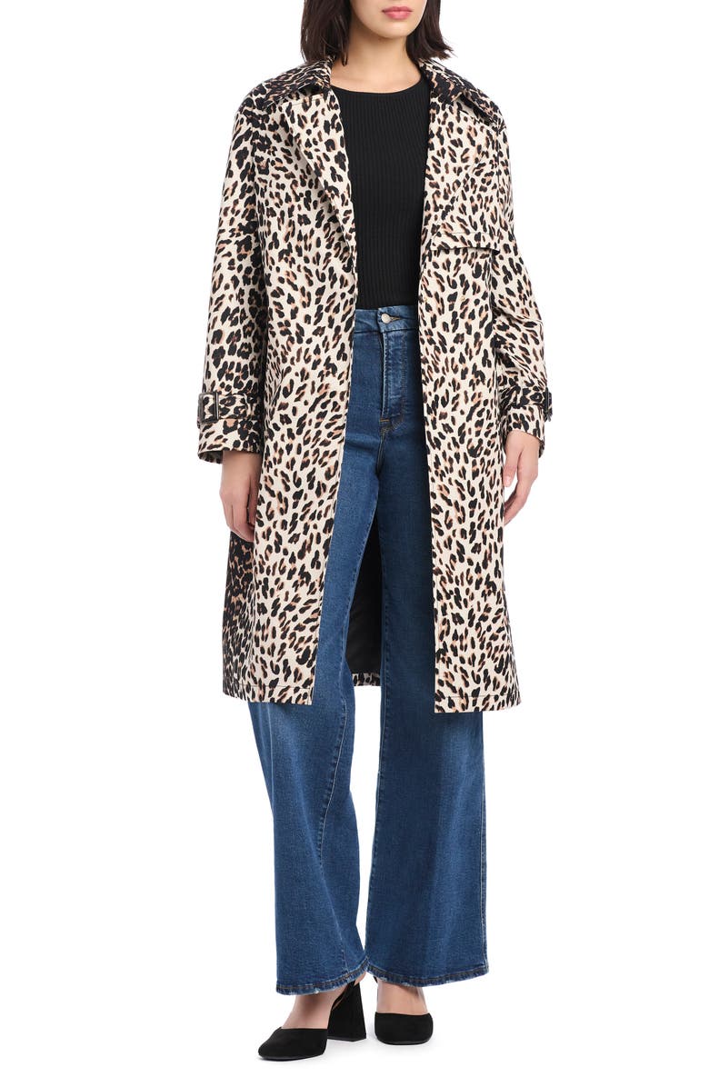 Kate Spade New York leopard print trench coat, Alternate, color,