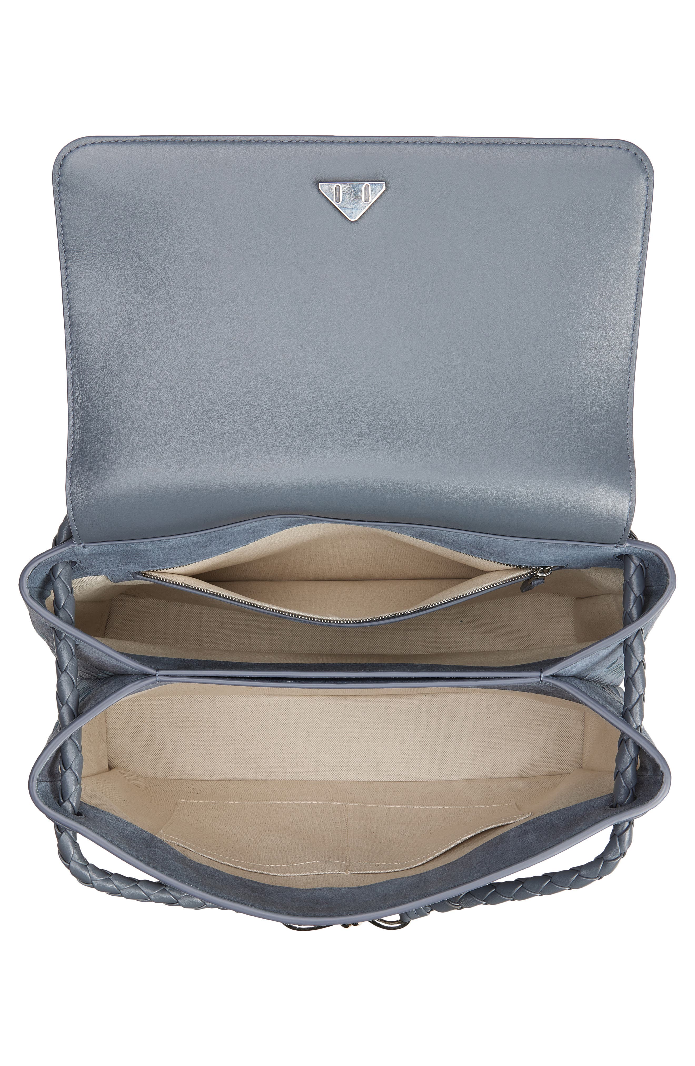 Bottega Veneta Andiamo Intrecciato Suede Messenger Bag, Alternate, color, Cloudy Indigo