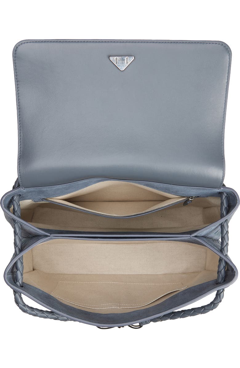 Bottega Veneta Andiamo Intrecciato Suede Messenger Bag, Alternate, color, Cloudy Indigo