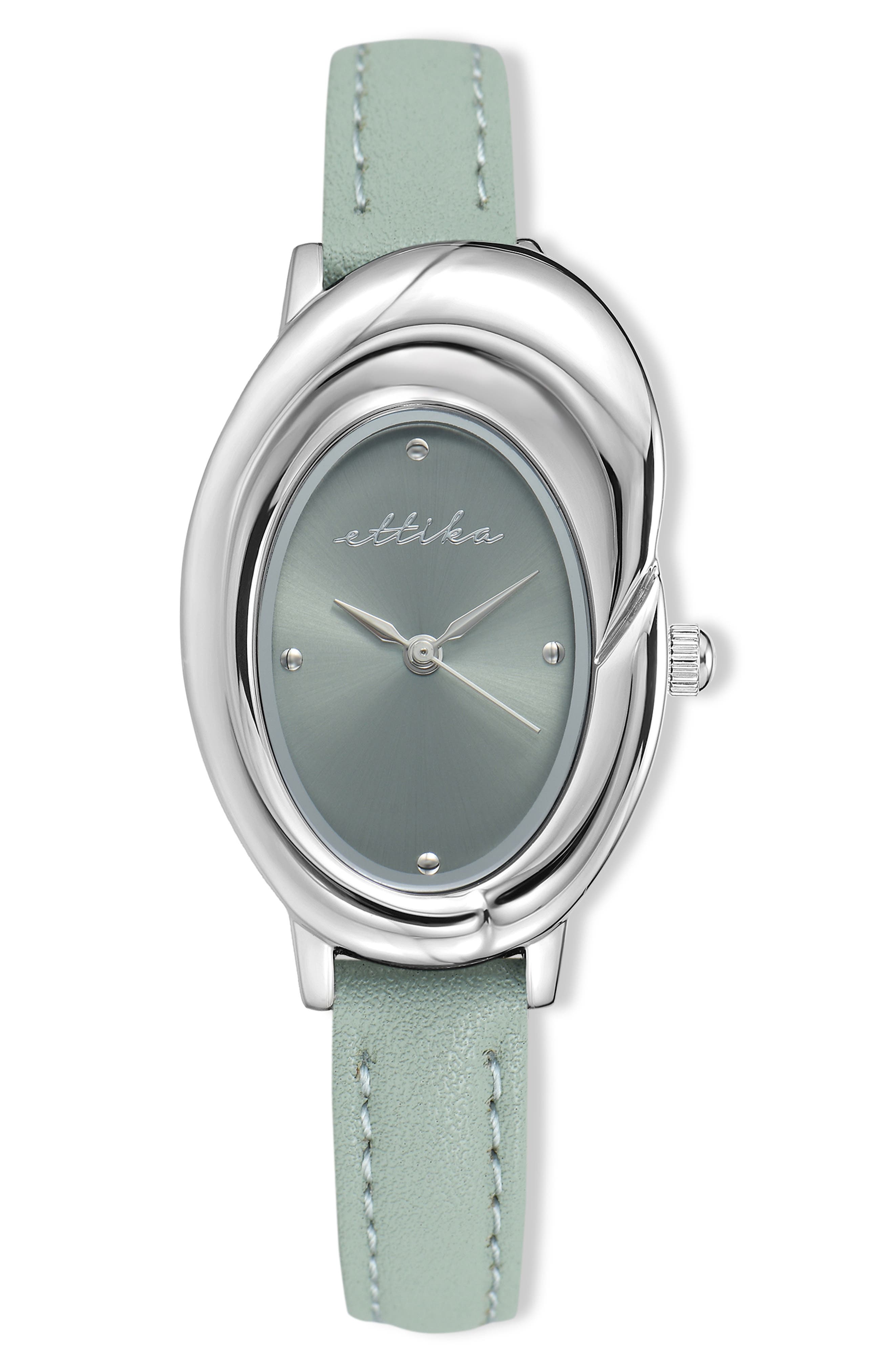 Ettika Bubble Dome Leather Strap Watch