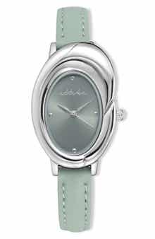 Ettika Bubble Dome Leather Strap Watch