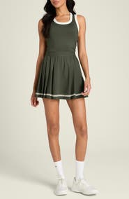 WILSON Contrast Scoop Neck Pleated Dress