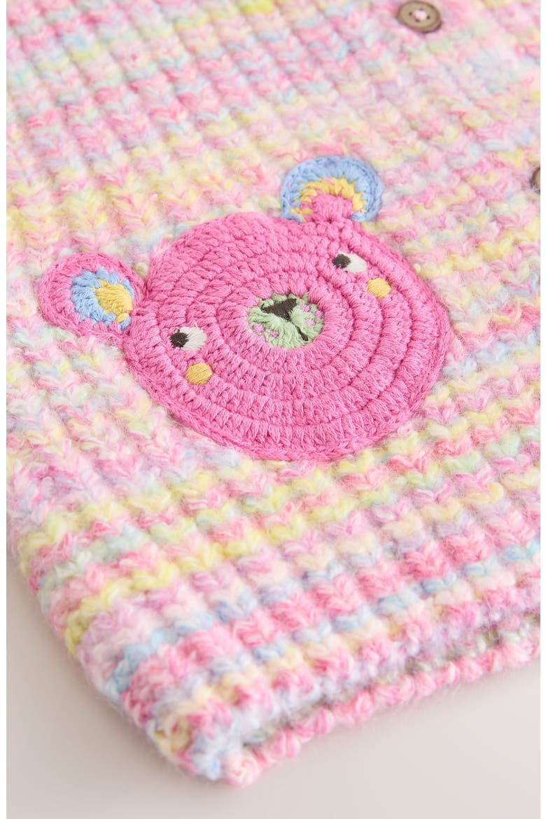 Kids' Bear Crochet Hooded Cardigan, Alternate, color, PINK