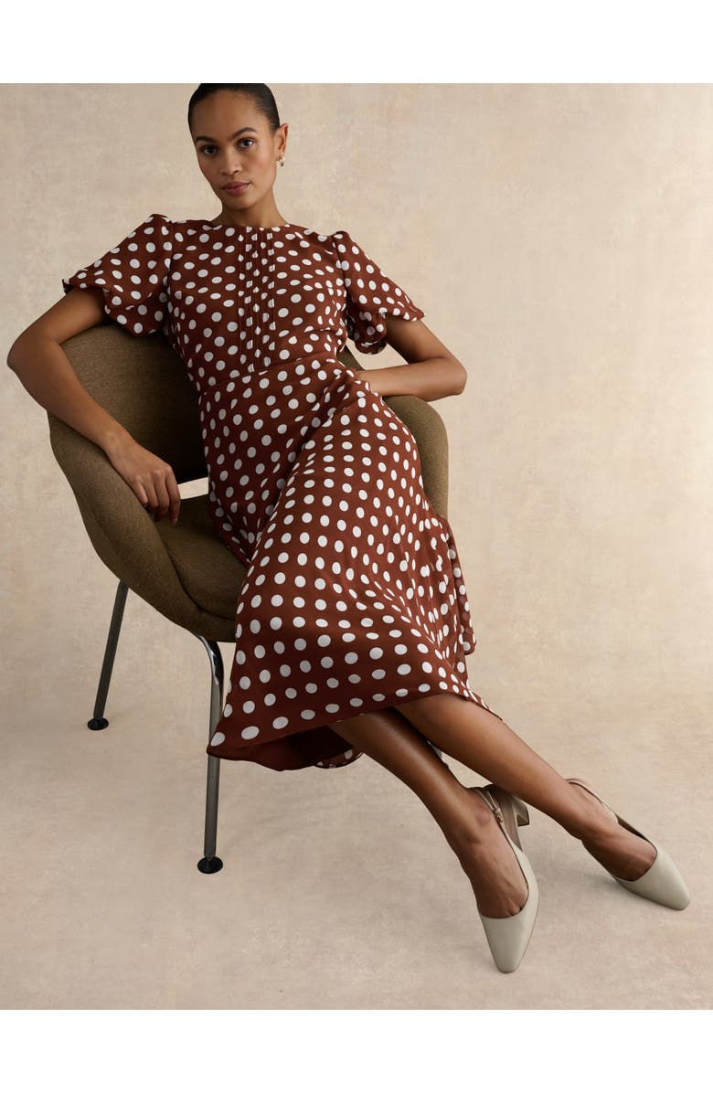 HOBBS LONDON Dorothy Dress, Alternate, color, Brown Ivory