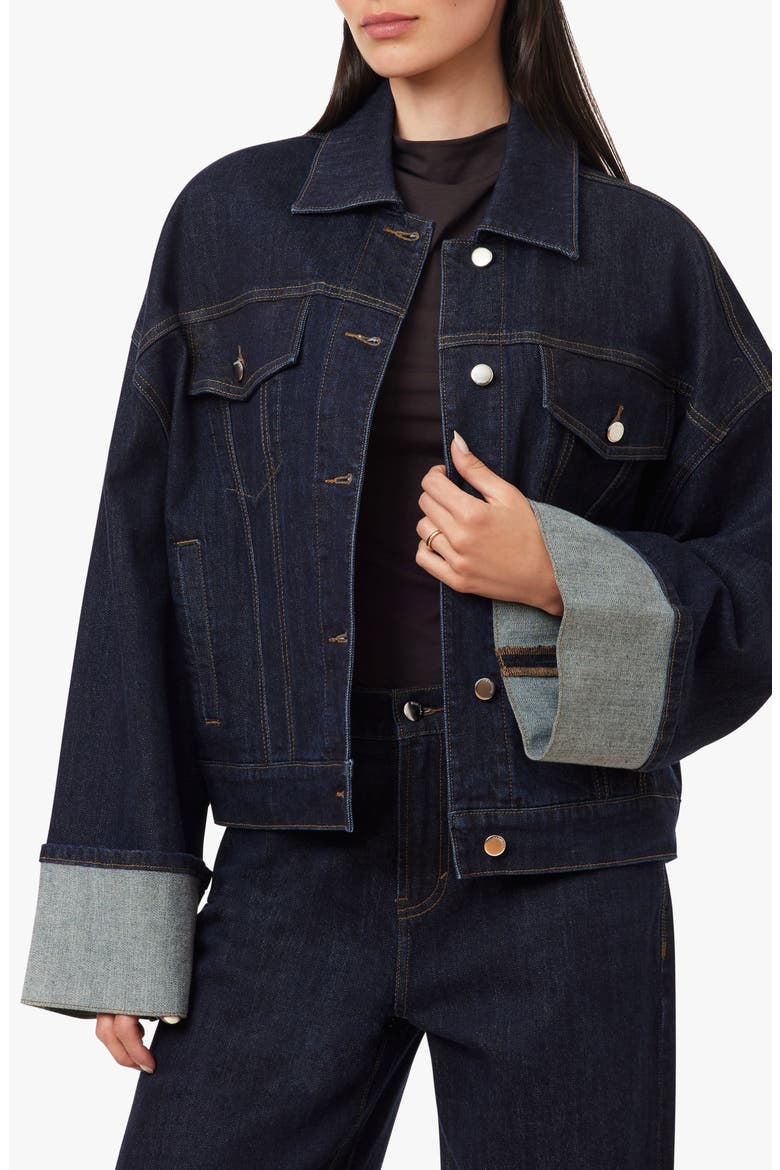Cuffed Denim Trucker Jacket, Main, color, RINSE