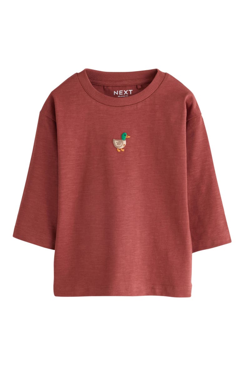 Kids' Duck Embroidered Cotton T-Shirt, Main, color, RED