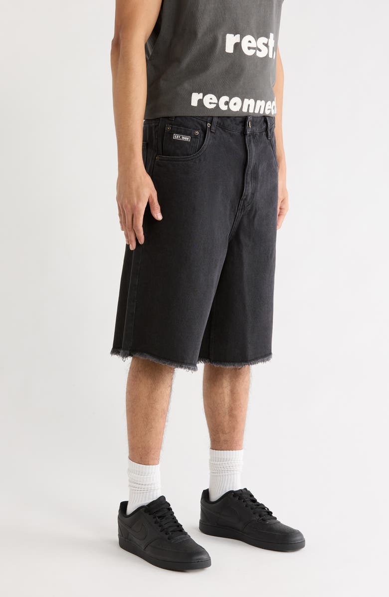 HONOR THE GIFT Fray Hem Denim Bermuda Shorts, Alternate, color, Black