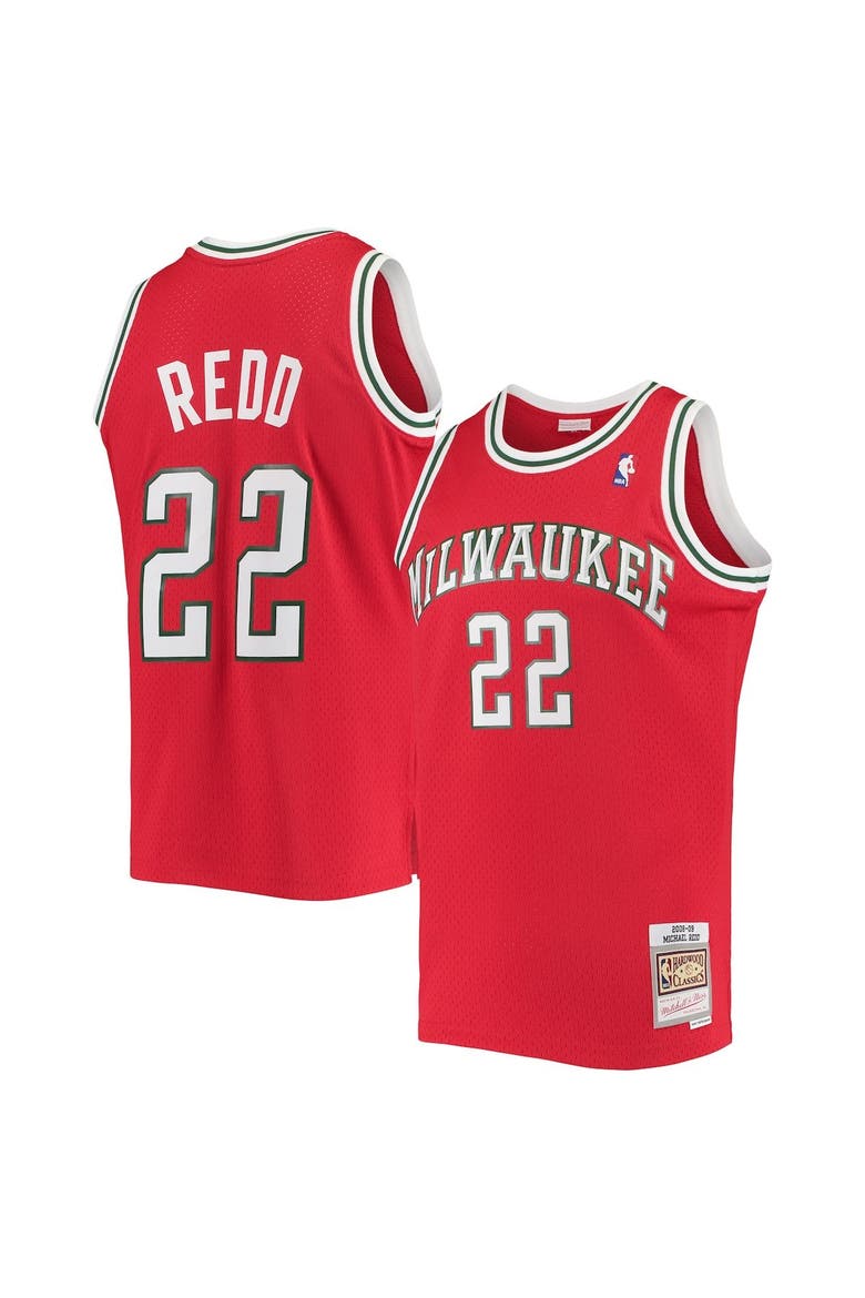 Men's Mitchell & Ness Michael Redd Red Milwaukee Bucks 2008-09 Hardwood Classics Swingman Jersey, Alternate, color, Red