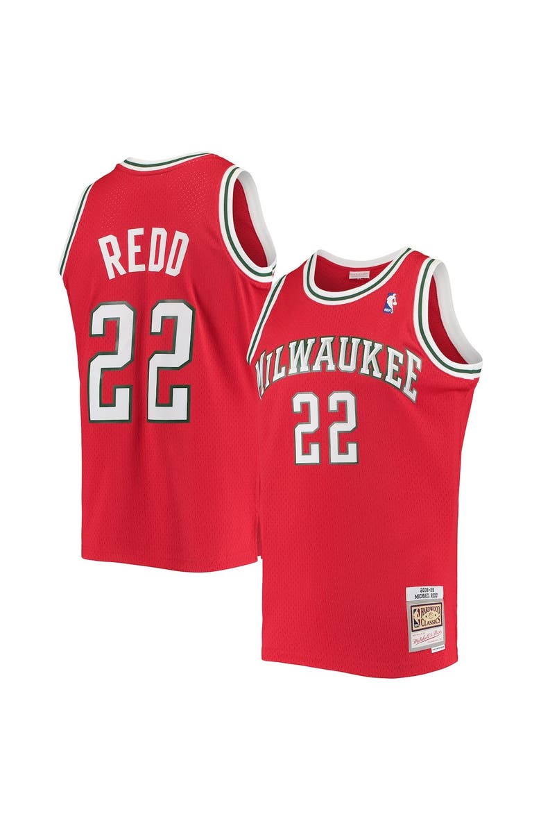 Mitchell & Ness Men's Mitchell & Ness Michael Redd Red Milwaukee Bucks 2008-09 Hardwood Classics Swingman Jersey, Alternate, color, 
