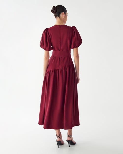 Willa Elona Midi Dress In Burgundy