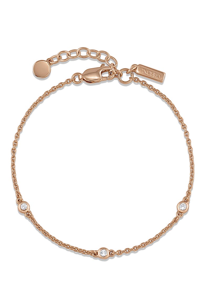 The Sapphire Trio Station Bracelet, Alternate, color, ROSE GOLD