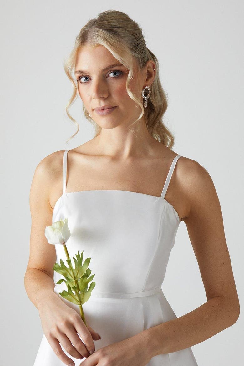 Bandeau Mini Wedding Dress, Alternate, color, Ivory