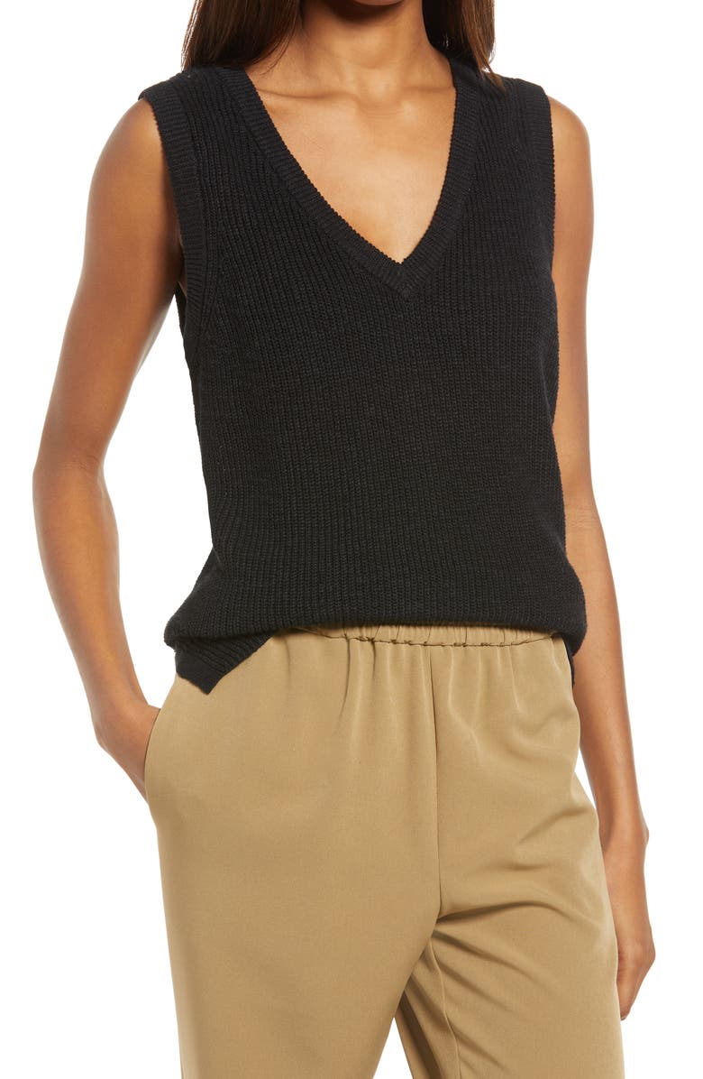 Treasure & Bond Cotton & Linen Blend Sleeveless Sweater, Main, color,