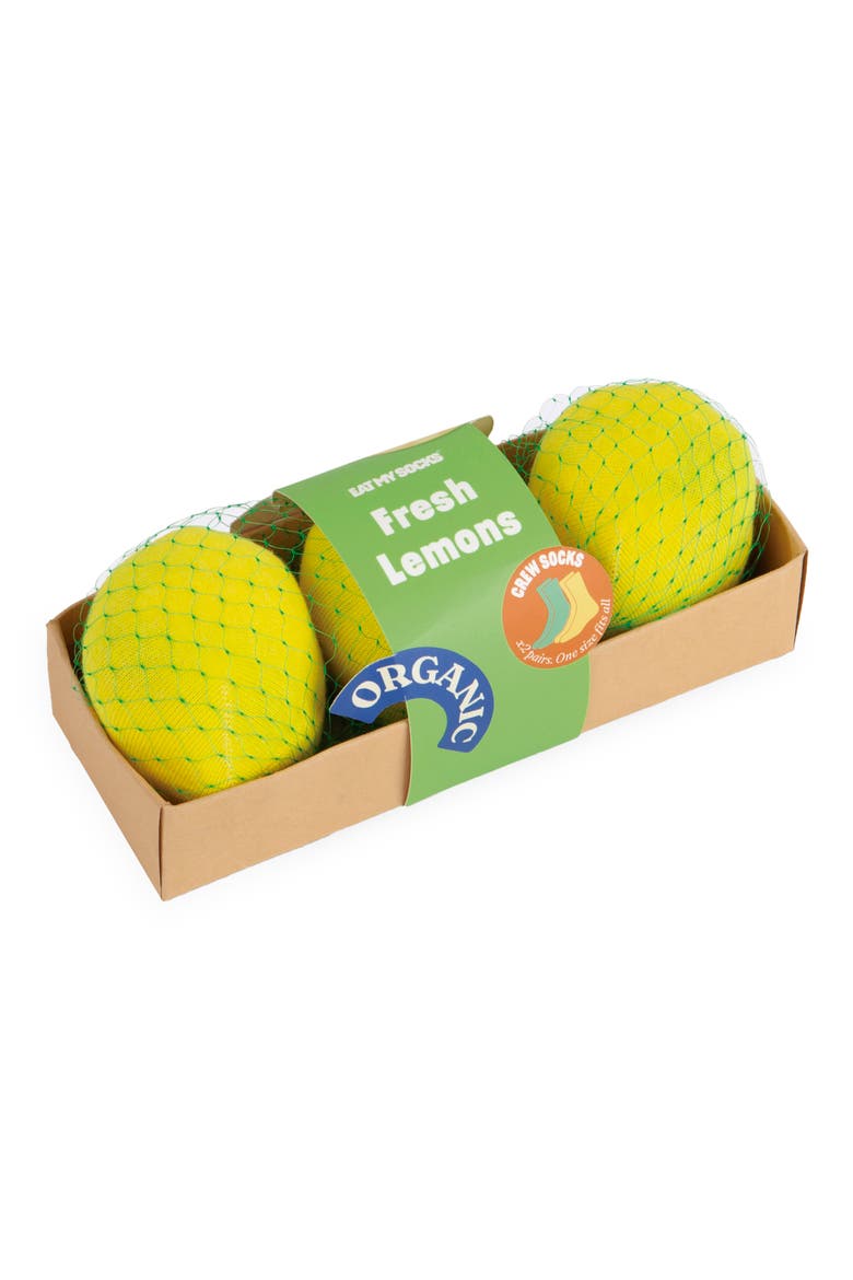 Assorted 2-Pack Fresh Lemons 3D Crew & Ankle Socks, Alternate, color, MULTICOLOR