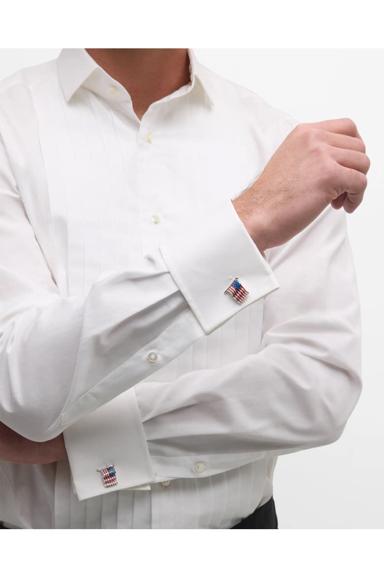 American Flag Sterling Cufflinks, Alternate, color, MULTI