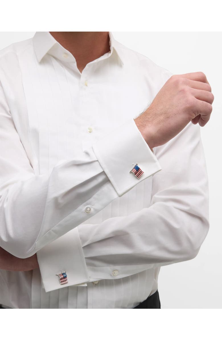 Jan Leslie American Flag Sterling Cufflinks, Alternate, color, Multi