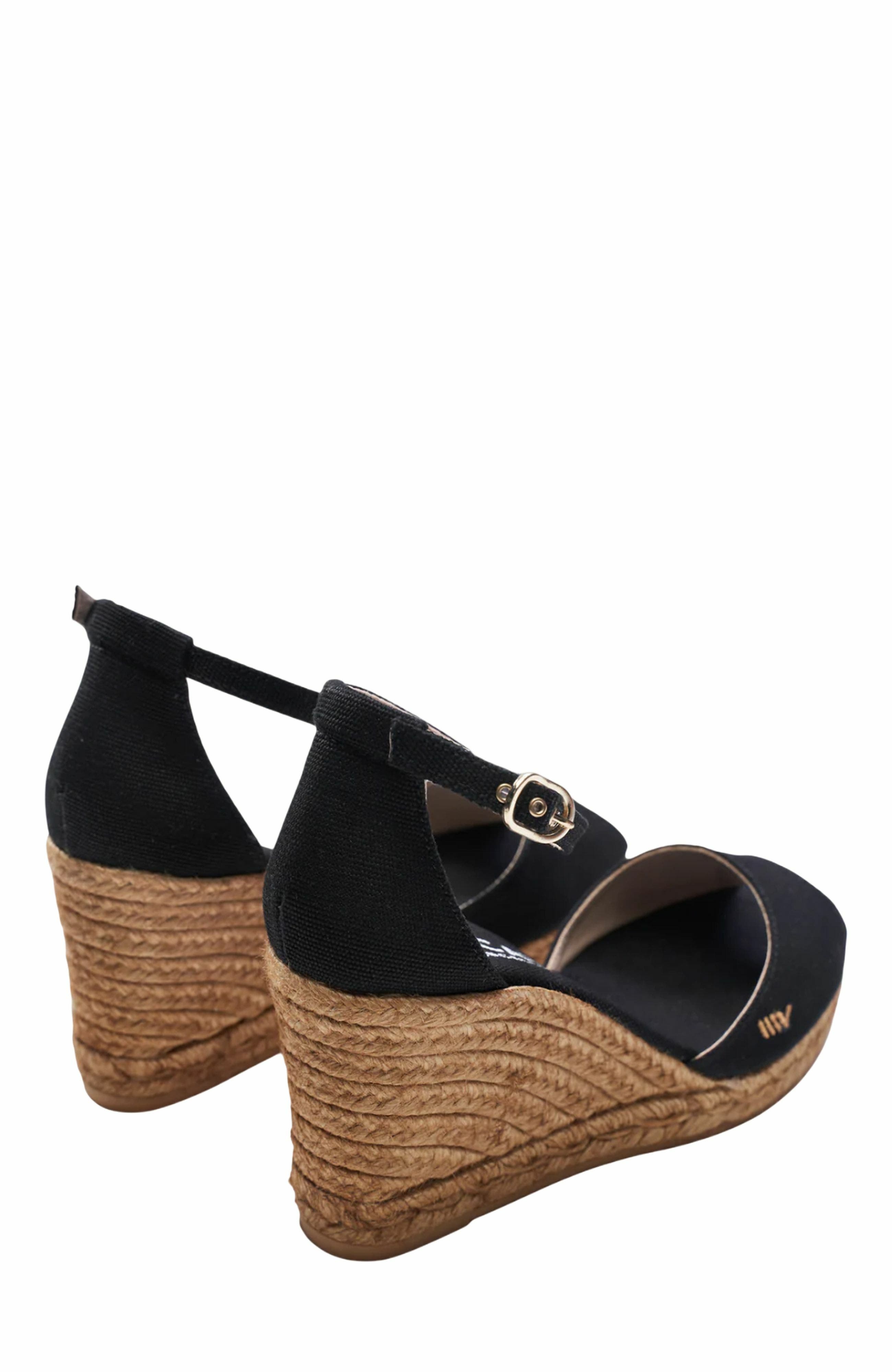 VISCATA Aiguafreda Canvas Espadrille Sandal Wedges, Alternate, color, Black