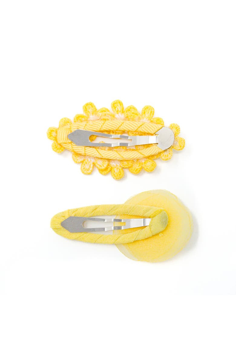 2-piece Hair Clip Set - Tulle Bloom Petals, Alternate, color, Dandelion Wishes - Yellow