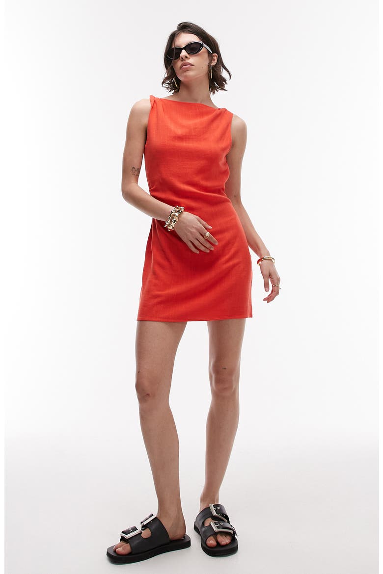 Twist Shoulder Minidress, Main, color, RED
