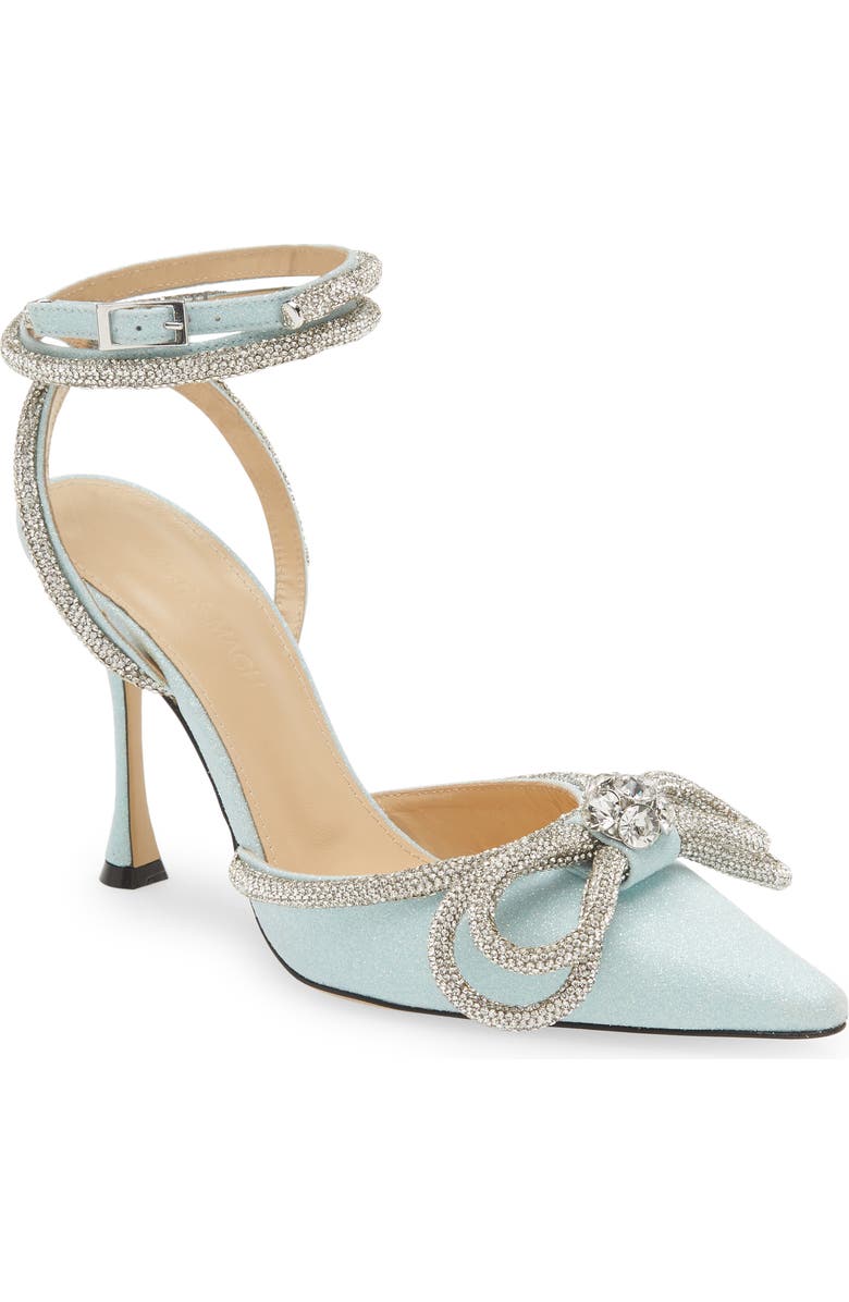 Mach & Mach Glitter Double Crystal Bow Pointed Toe Pump, Main, color,