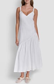 DKNY Shirred Linen Maxi Dress