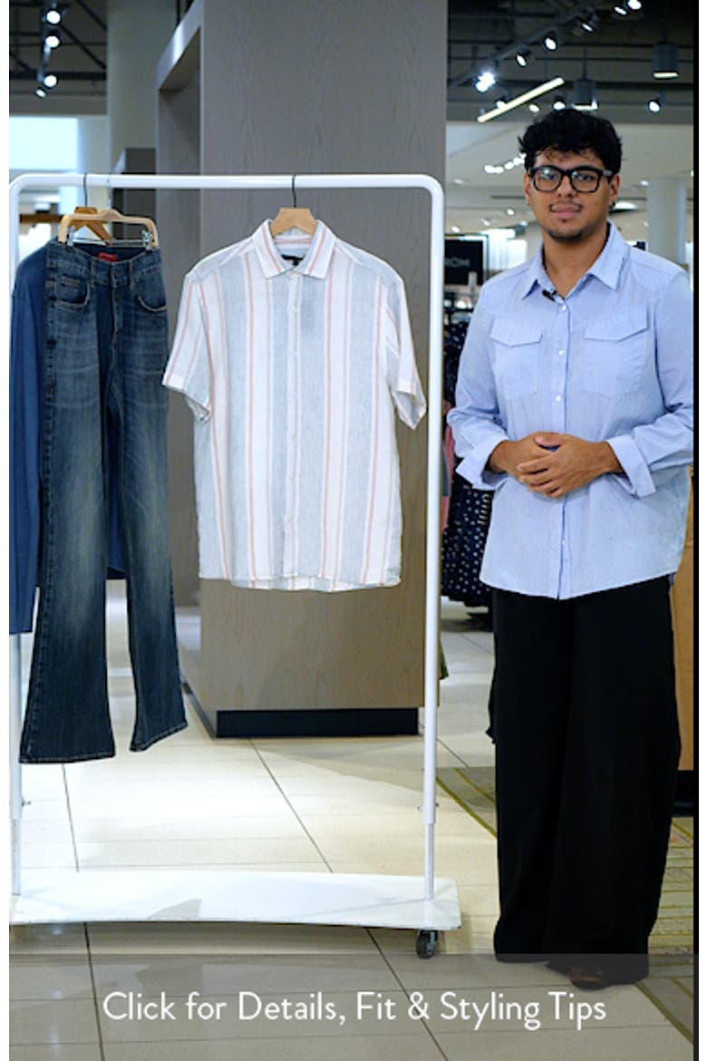 Zev Stripe Short Sleeve Linen Button-Up Shirt video