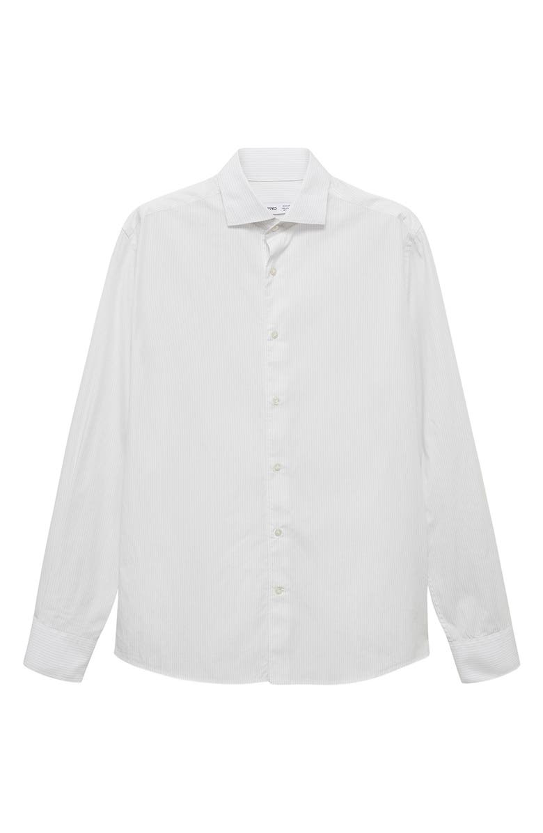 MANGO Regular Fit Pinstripe Cotton Button-Up Shirt, Alternate, color, 